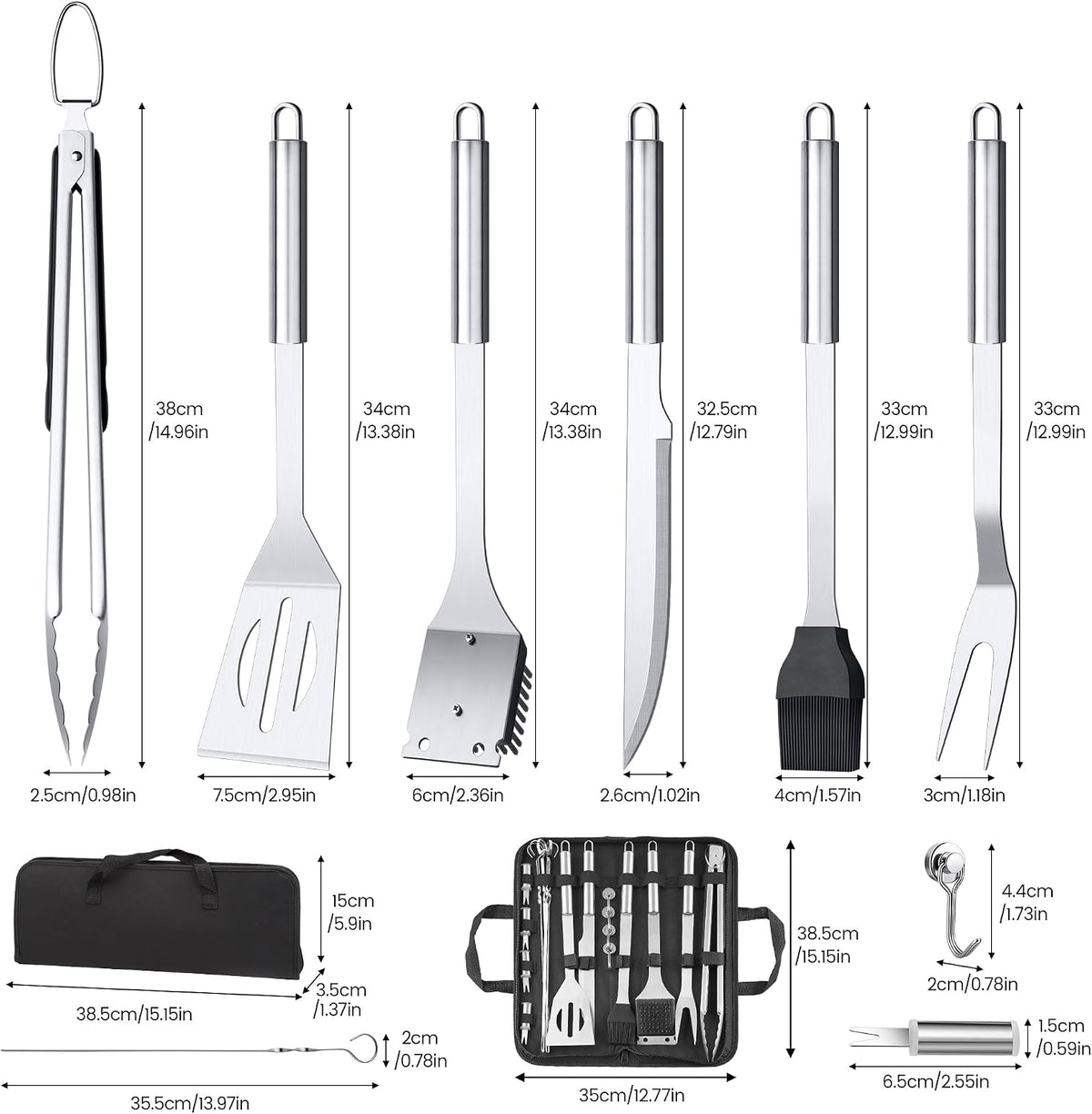11 Pcs Grill Tools Set,BBQ ＆ Grilling Accessories Outdoor Barbecue Utensils