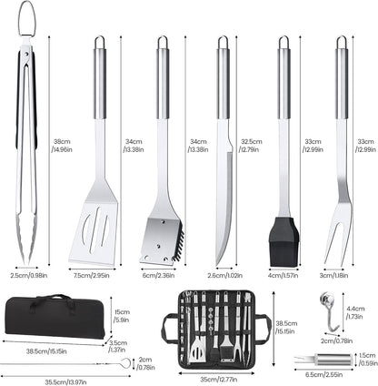 11 Pcs Grill Tools Set,BBQ ＆ Grilling Accessories Outdoor Barbecue Utensils