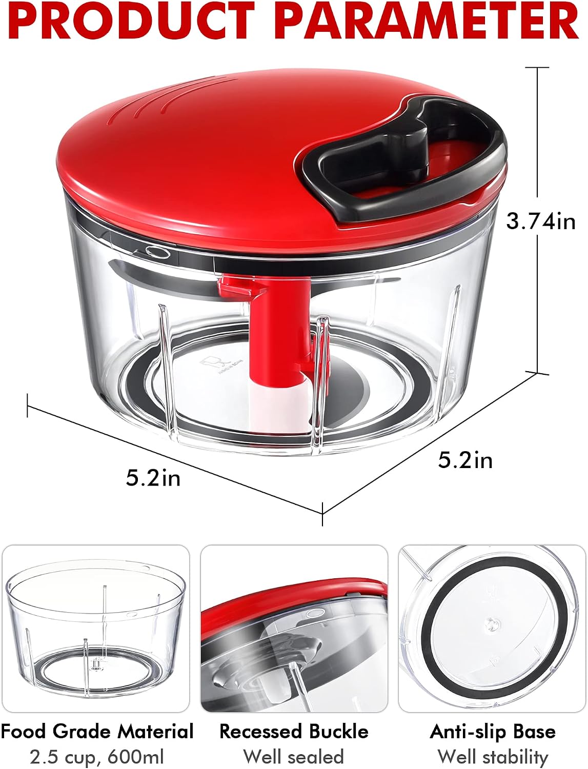 GDL Food Chopper, Vegetable Chopper, Pull String Onion Chopper Dicer, 800ML