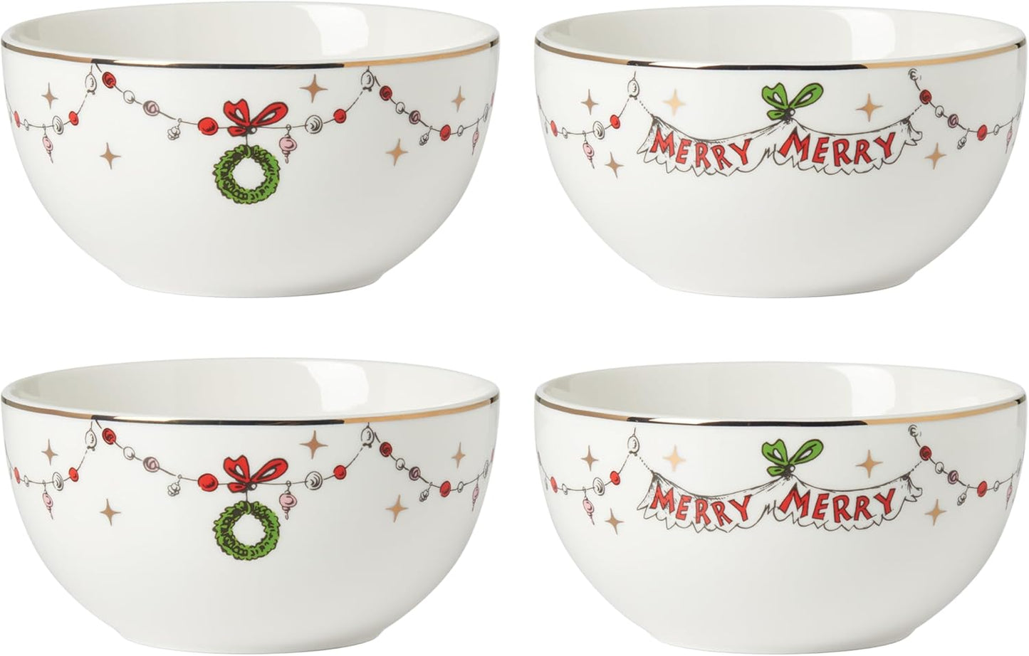 Lenox 898096 Merry Grinchmas Chip & Dip Bowl, Christmas Dishes, Festive Holiday Serveware