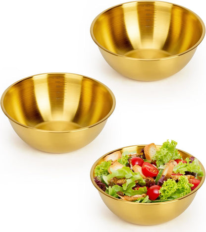 3-Piece Stainless Steel Mixing Bowls (7.1") Metal Bowl Set with Measurement Marks, Dishwasher Safe & Stackable - Perfect for Baking, Salad Making, Meal Prep and Kitchen Use