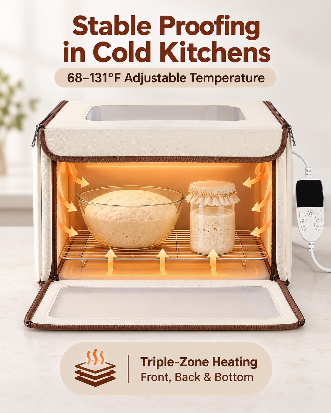 Bread Proofing Box, 36L Foldable Dough Proofer with 99H Timer