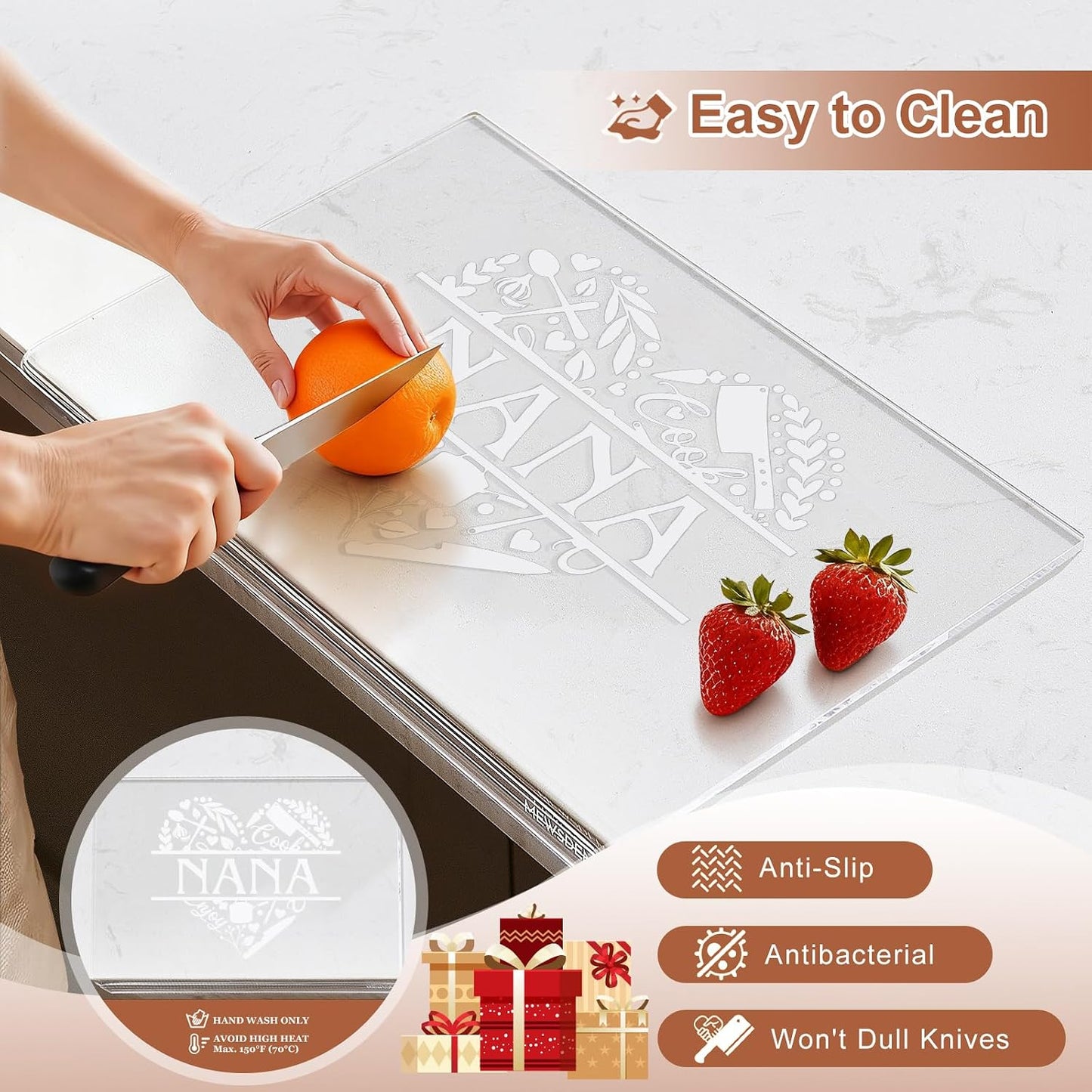 Acrylic Cutting Board with Counter Lip, Clear Cutting Boards for Countertop Protector, Cutting Board for Kitchen Counter, Non-Slip Dough Mat, Kitchen Decor Gadgets House Warming Gifts(24"x18")