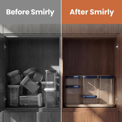 SMIRLY Glass Airtight Food Storage Containers with Pop Lids - Blue | BPA-Free Air Tight Pantry Storage Containers for Cereal Flour Sugar, Food Storage Containers 5 Pcs (0.7Qt*2, 1.7Qt*2, 2.1Qt)