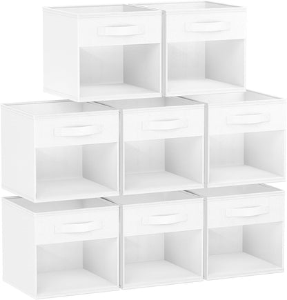 DIMJ Storage Cubes, 11x 11 inch Cube Storage Bin, 6 Pack Closet organizers and storage Bins with Window, Collapsible Baskets with Handle for Shelves, Clothes, Toys, Books (Grey)