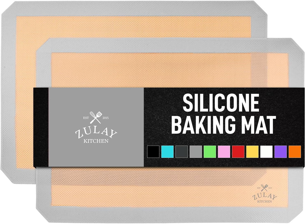Zulay Kitchen Silicone Baking Mat – 16.5"×11.6" BPA-Free Reusable Baking Sheet, Heat Resistant 480°F – Non-Slip Border, Perfect for Cookies, Bread, Pastries & Oven Use - (Dark Gray)