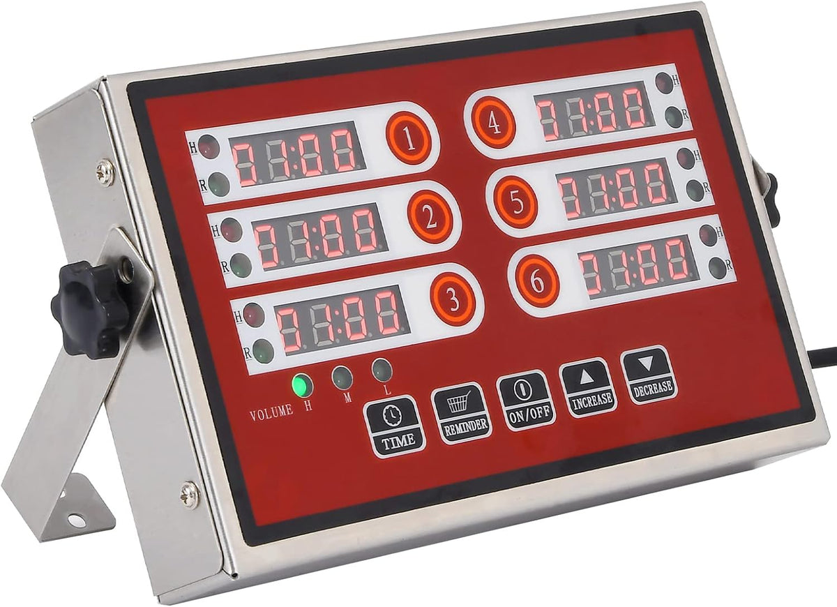 6 Channel Commercial Kitchen Timer Digital Stainless Steel Timer