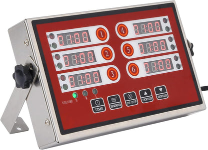 6 Channel Commercial Kitchen Timer Digital Stainless Steel Timer