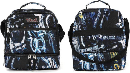Tilami Lunch Bags Insulated Adjustable Strap Zipper, Two Compartments Cooler Bags, Bento Bags for Kids Toddlers (Blue)