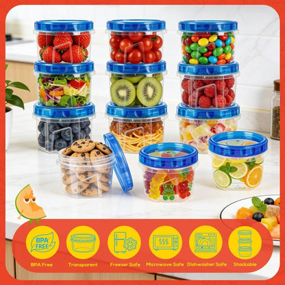 10 Pack 34oz Reusable Freezer Food Storage Containers with Twist Top Lids, Airtight Plastic Meal Prep Food Containers for Leftover Lunch Fruit Salad Oats, Clear Large Soup Container Microwave Safe