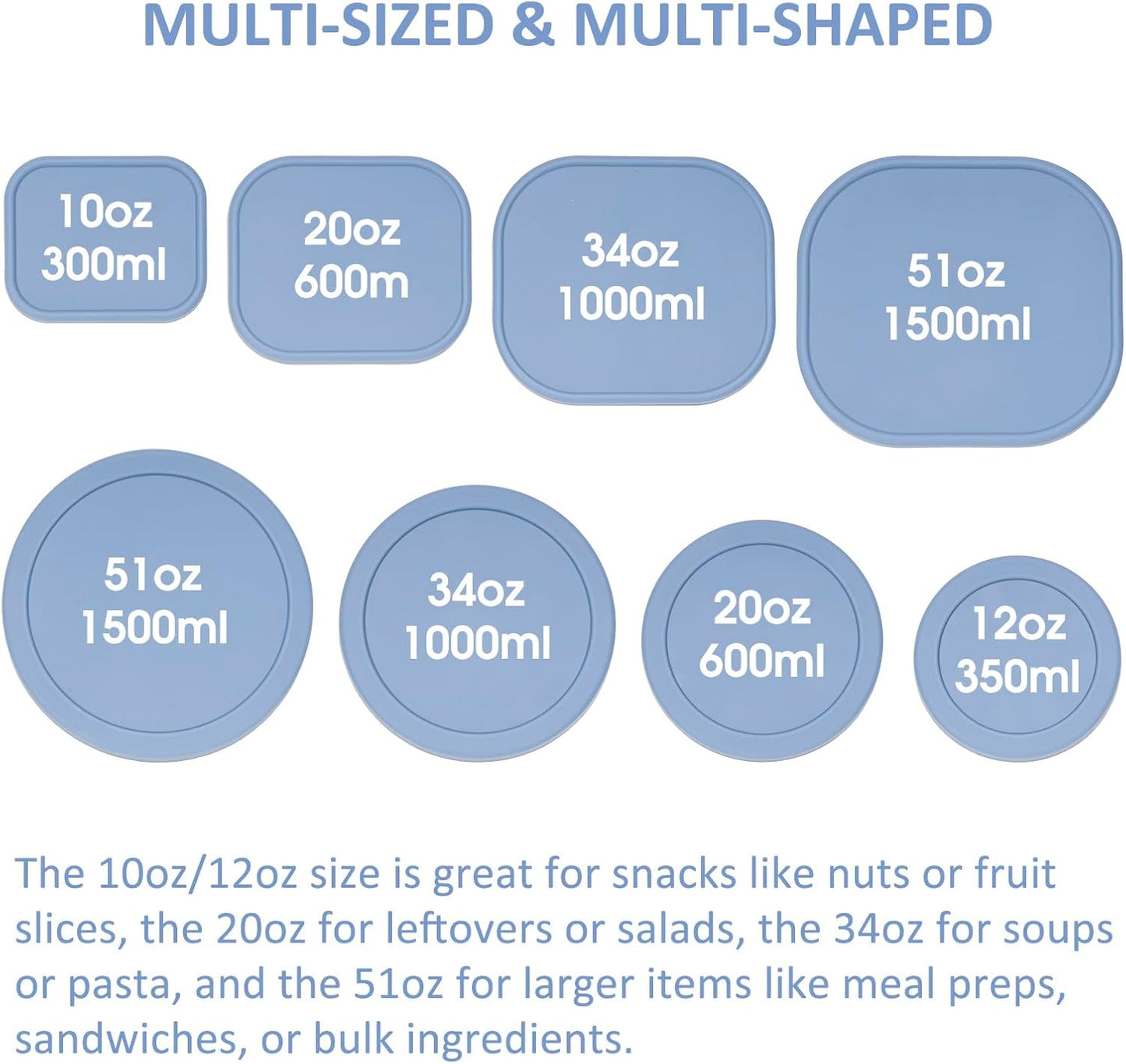 100% Silicone Food Storage Containers with Lids, 8 Pack, 10oz to 51oz, Reusable Leakproof Nesting & Stackable Silicone Bento Lunch Box, Microwave Freezer Dishwasher Oven Safe, BPA Free, Slate Green