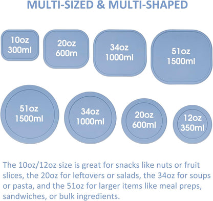 100% Silicone Food Storage Containers with Lids, 8 Pack, 10oz to 51oz, Reusable Leakproof Nesting & Stackable Silicone Bento Lunch Box, Microwave Freezer Dishwasher Oven Safe, BPA Free, Slate Green