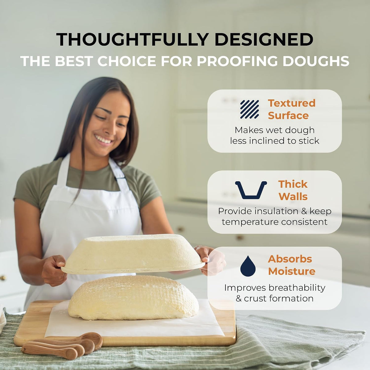 Bulka Sourdough Banneton Bread Proofing Basket 11.4" Oval Groove 750g