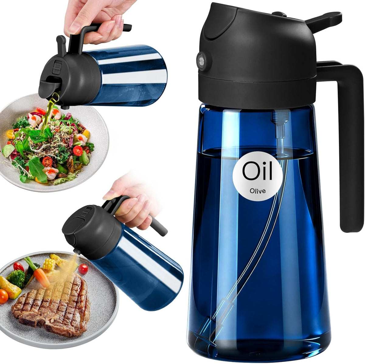 YARRAMATE 16oz/470ml Light-Blocking Dark Oil Sprayer for Cooking (Black)