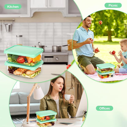Quodac Food Storage Containers 4-Pack, 4.7 Cup Leakproof Lunch Boxes with Silicone Lids, Microwave & Dishwasher Safe, BPA-Free Meal Prep Containers