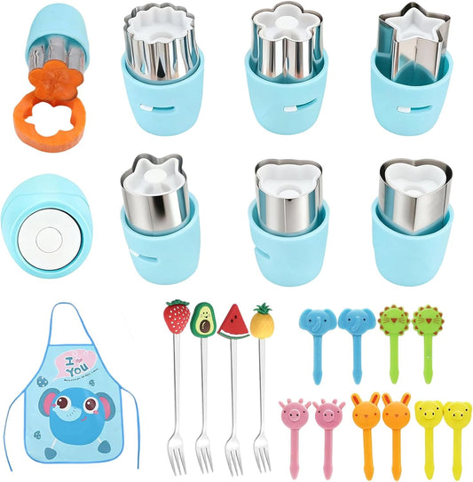 CHICHAUS 20Pcs Cookie Cutters & Biscuit Cutter Set - Multi-Shape Fruit/Vegetable Cutters for Kids Lunch Accessories, Food-Grade Stainless Steel Molds for Home Baking (PINK)