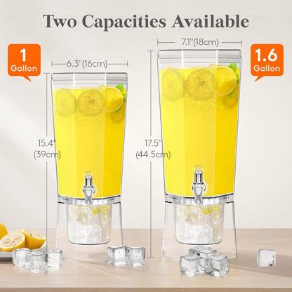 Lifewit 1.6 Gallon Drink Dispenser for Parties 2 Pcs, 6L Plastic Beverage Container with Stand for Juice/Tea/Soda & Lemonade, Clear Water Pitcher with Spigot for Mimosa Bar Hosting 39 x 16 cm/15x6"