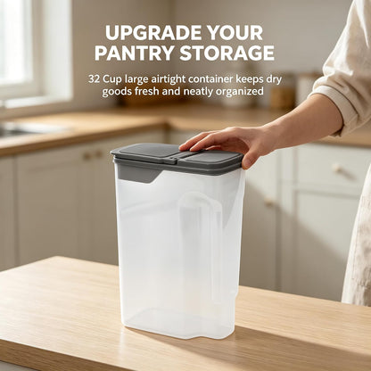 Cereal Containers Storage Airtight Food Organizers with Lids, 32 Cup BPA-Free Plastic Holder for Kitchen Pantry Organization, Clear Rice Flour Sugar Dry Goods Dispenser
