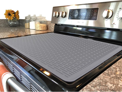 YUHFERA Stove Top Cover for Electric Stove - Silicone Stove Mat for Glass Top, Glass Cooktop Protector For Kitchen,Multi-functional Oven Covers for Electric Stove (Black,28 x 20)