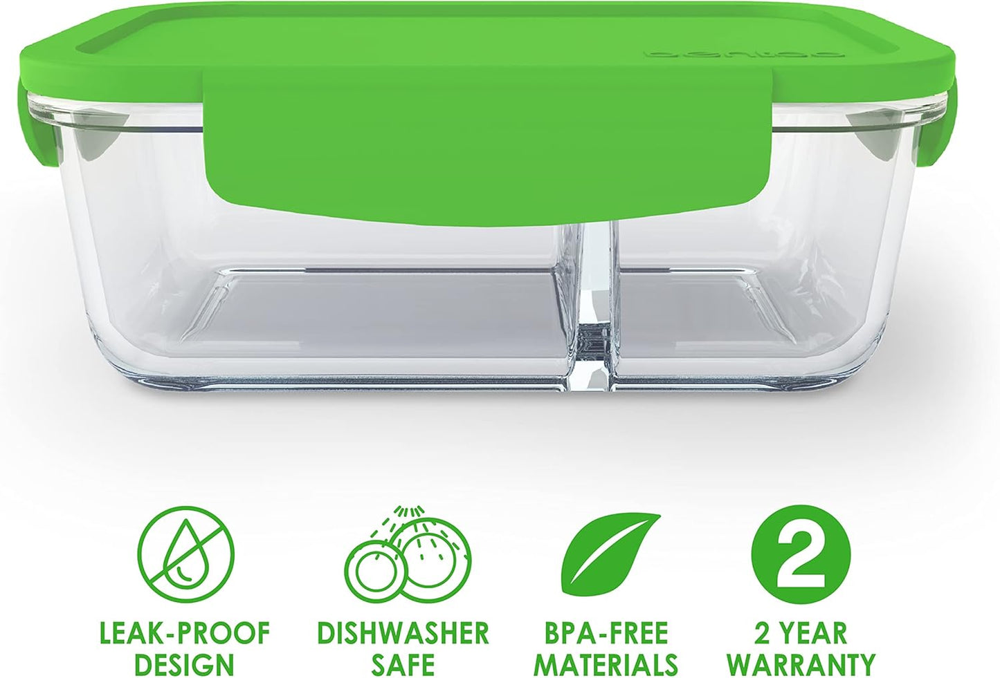 Bentgo® Glass Snack - Leak-Proof Bento-Style Snack Container with Airtight Lid and Divided 2-Compartment Design - 1.75 Cup Capacity for Meal Prepping, and Portion-Controlled Snacking (Gray)