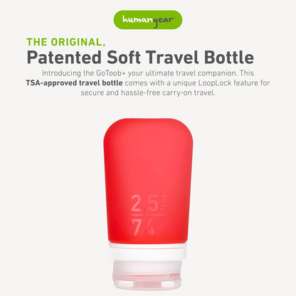 humangear GoToob+ (XL) | Refillable Silicone Travel Bottle | Locking Lid | Food-Safe Material | Blue, XL (6 fl.oz.; 177ml)