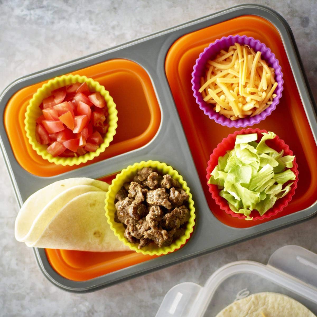Silicone Cupcake Liners, Upgrades 36 Pack Reusable Baking Muffin Cups Nonstick 3 Shapes Pastry Cake Molds Bento Lunch Box Dividers