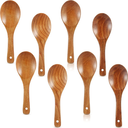 Patelai 9 Inch Wooden Rice Serving Spoons with Long Handle