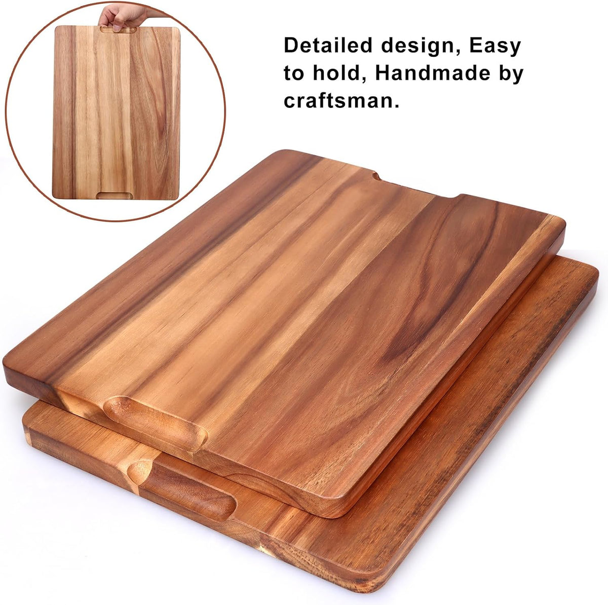 Acacia Wood Cutting Boards for Kitchen Wooden Chopping Board with Handle