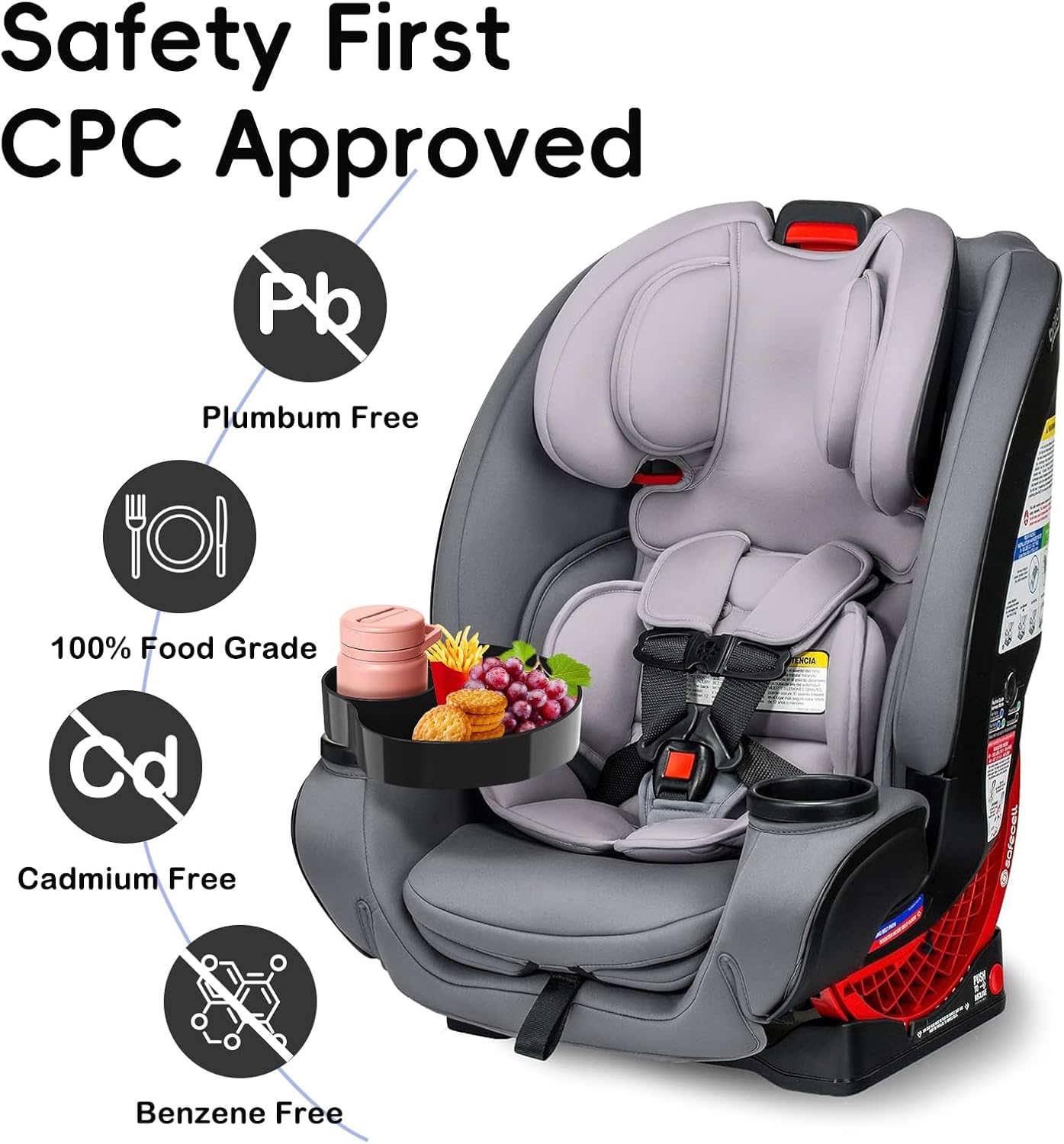 [2 Packs Blue & Pink] Kids Car Seat Tray, Travel Tray with Cup Holder for Toddler Baby, Kids Car Seat Food Snack Organizer for Road Trip, Stroller snack Organizer Travel Must Haves Toddler Must Haves