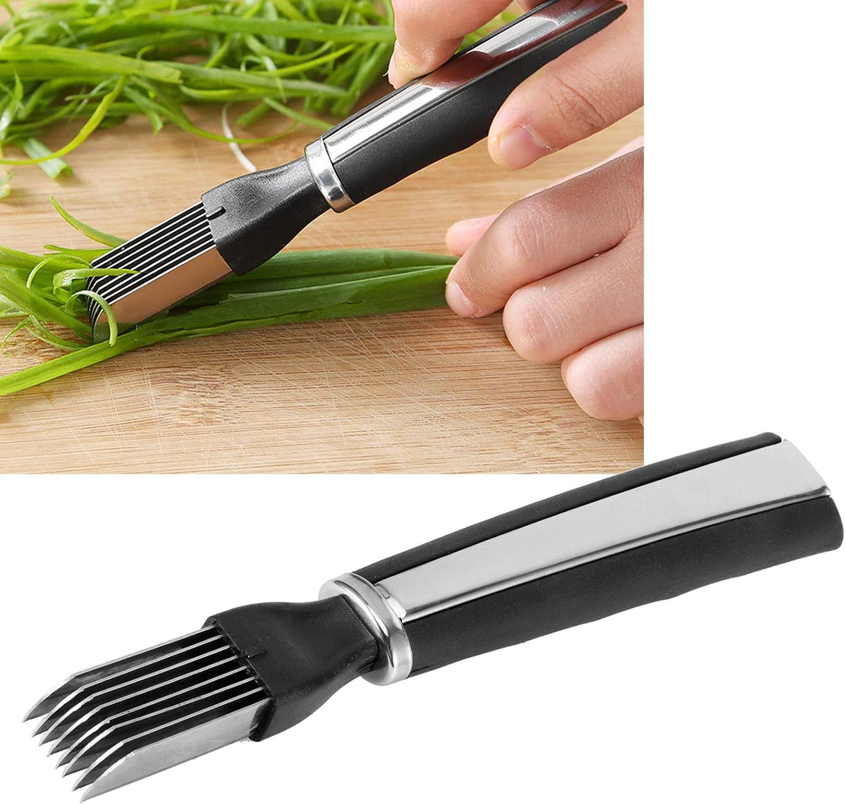 Shred Silk the Knife, 2PCS Upgrade Scallion Shredder, Green Onion Shredder Stainless Steel, Green Onion Slicer Vegetable Cutter for Kitchen Cutting Garlic Salad