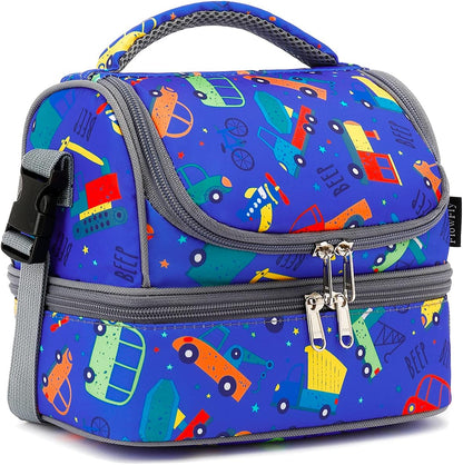 FlowFly Kids Double Decker Cooler Insulated Lunch Bag Large Tote for Boys, Girls, Men, Women, With Adjustable Strap, Unicorn