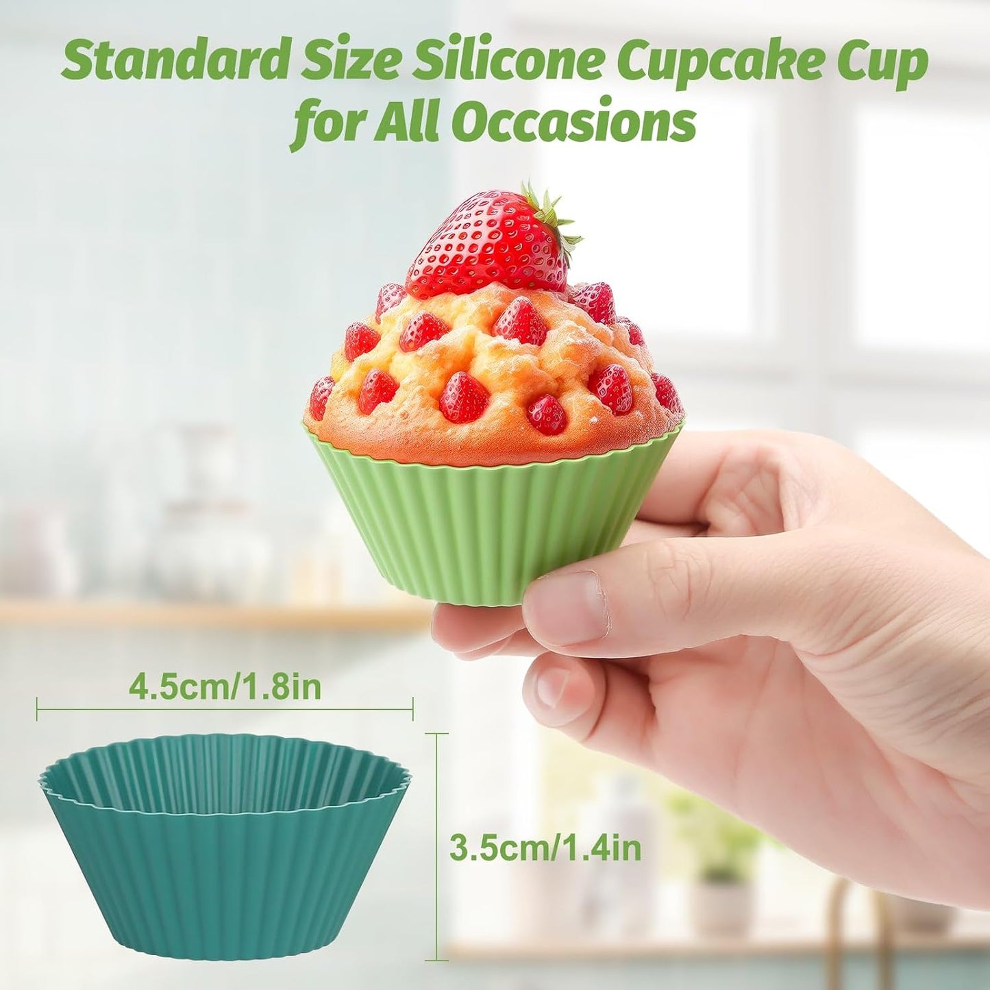 54 Pack Silicone Muffin Cups, Selizo Silicone Cupcake Baking Cups Reusable Muffin Liners Cupcake Wrapper Cups Holders for Muffins, Cupcakes, and Candies