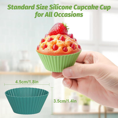 54 Pack Silicone Muffin Cups, Selizo Silicone Cupcake Baking Cups Reusable Muffin Liners Cupcake Wrapper Cups Holders for Muffins, Cupcakes, and Candies