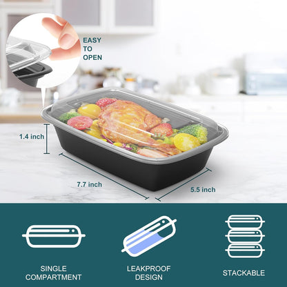 WGCC Meal Prep Containers, 50Pack [38OZ] Food Storage Containers With Lids, Reusable Food Prep Containers, To Go Containers With Lids, BPA-free, Stackable, Microwave/Dishwasher/Freezer Safe