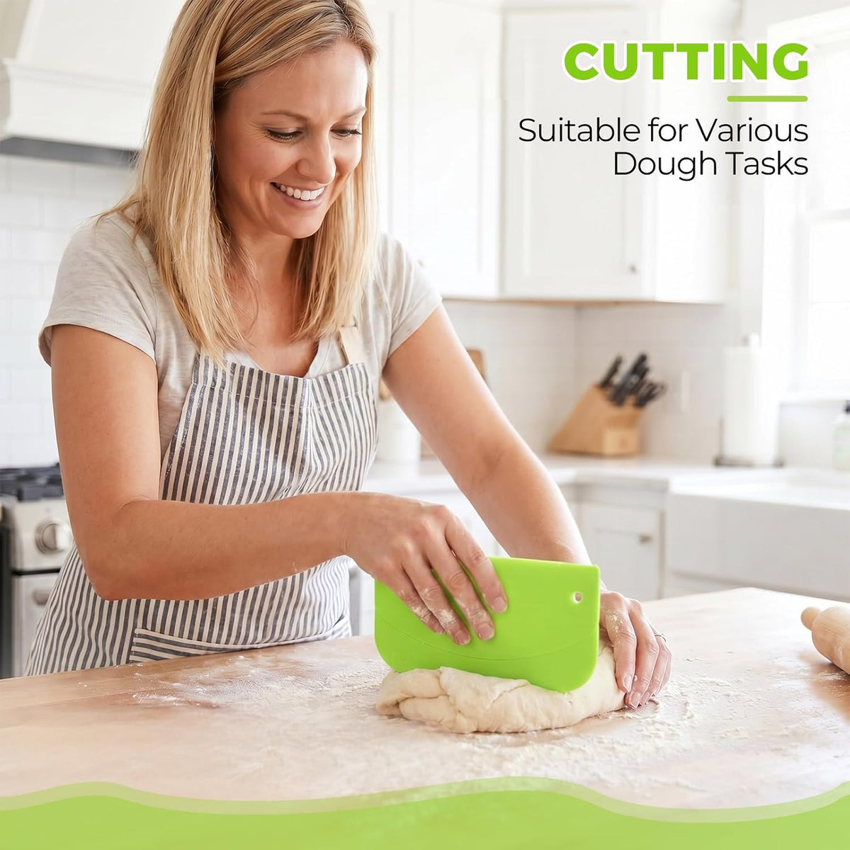 Dough Scraper Set, Bench Scraper for Baking with Flexible Edge