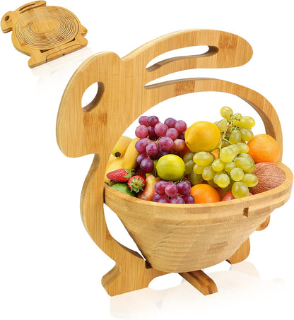 MYOSOTIS Foldable Fruit Basket Collapsible Bamboo Fruit and Veggie Basket Fruit Bowl Holder and Dried Fruit Basket For Holiday Party (Duck)