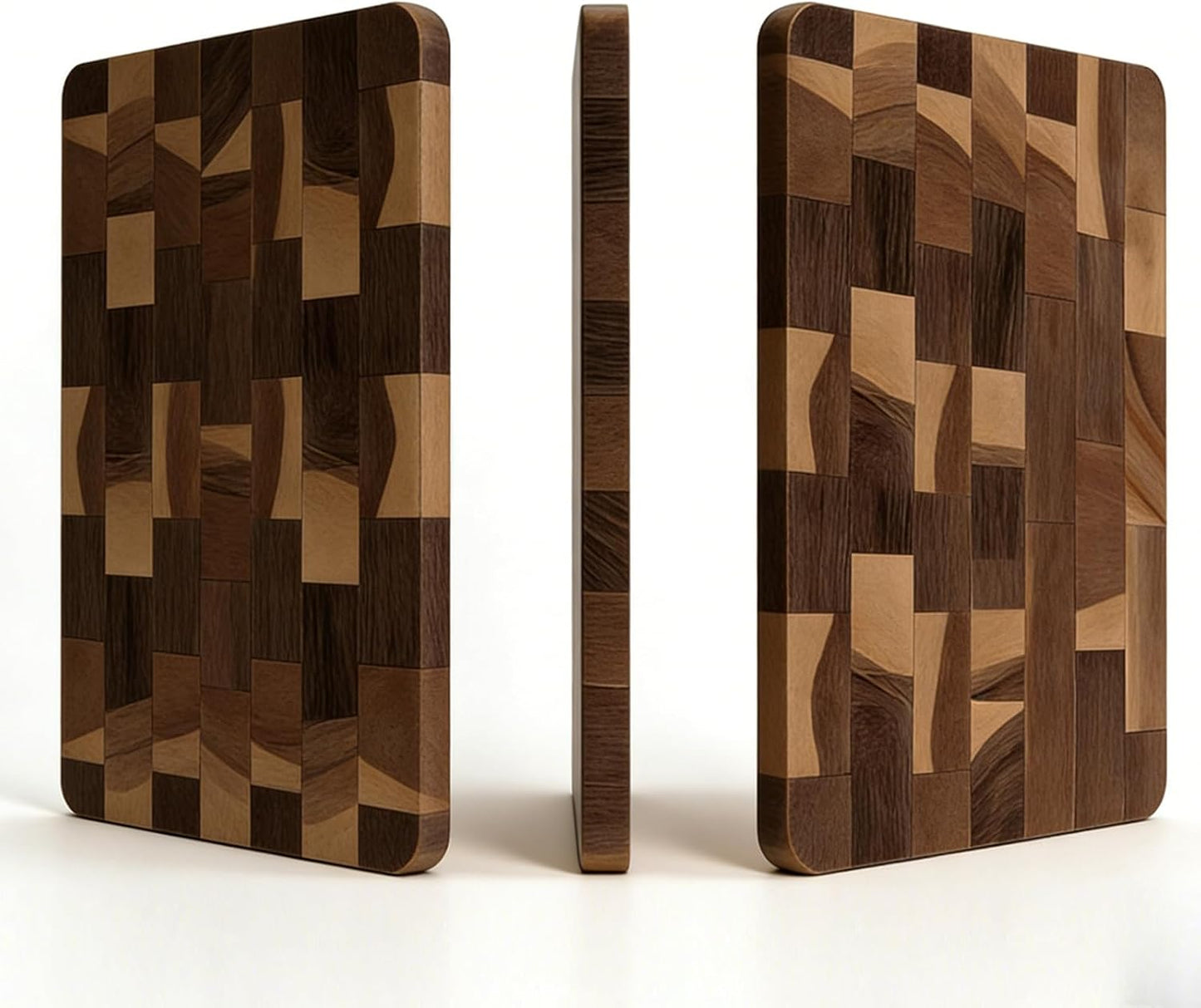 Premium 3-Piece End-Grain Cutting Board Set, Wooden Cutting Boards for Kitchen, Reversible Chopping Board, Built-In Handles, Knife-Friendly,Durable Butcher Block for Kitchen Prep & Charcuterie Serving