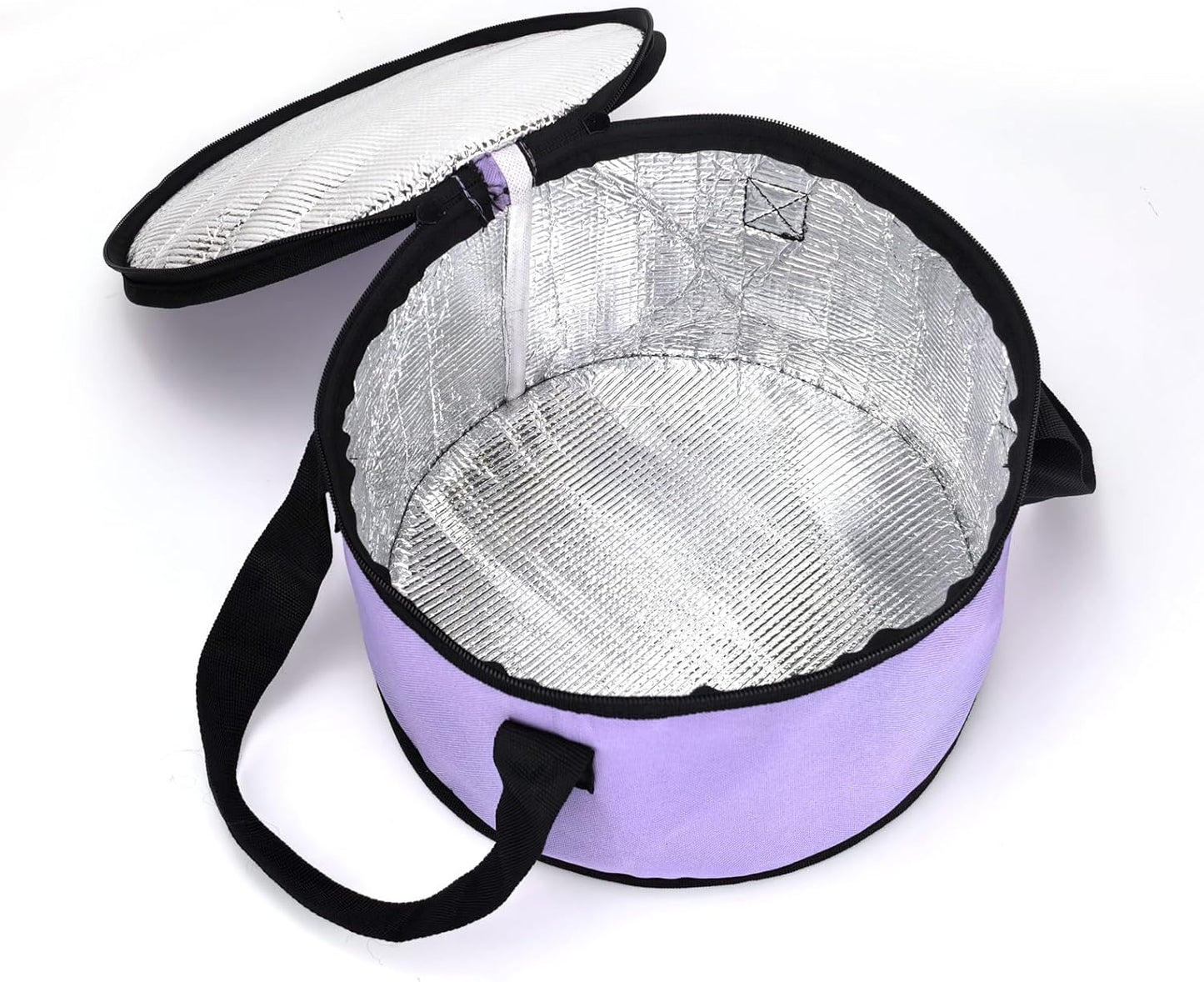Insulated Cooler Pie Carrier Round Thermal Casserole Carrier,Polyester Fabric Cooler Lunch Bag for Hot or Cold Food transport,Large Size (Purple, Diameter 11 inches)