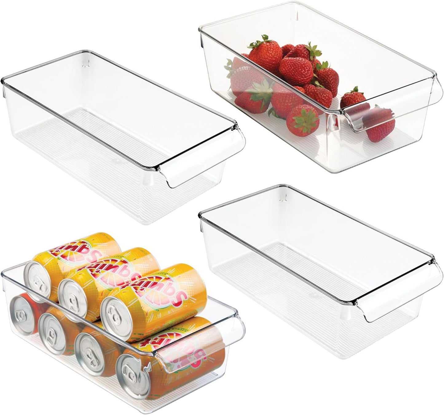 iDesign Fridge Storage Bin with Handle - Fridge Tray for Meats and Cheeses - Set of 2 - Clear