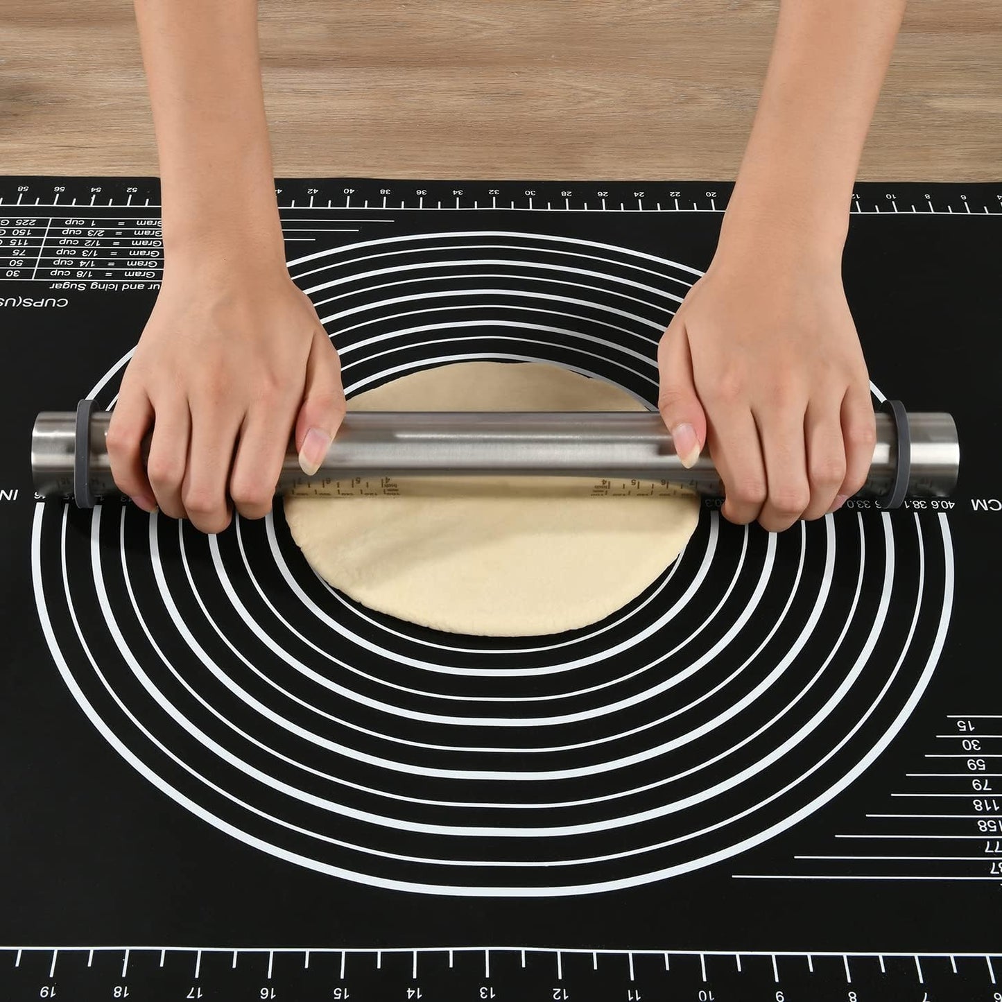 Non-Slip Silicone Pastry Mat Jumbo 31''by 24'' for Non Stick Baking Mats, Table/Countertop Placemats, Dough Rolling, Kneading/Fondant/Pie Crust Pad by Super Kitchen