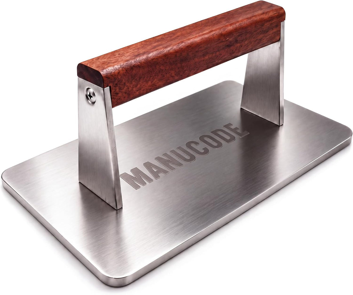 Bacon Press, Stainless Steel Flat Bottom, 9.25 x 5.7 in, 3.2 lb