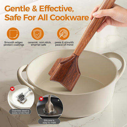 Wooden Meat Chopper,Ground Meat Masher,Beef Masher,Hamburger Masher,Potato and Bean Masher,Chicken and Beef Shredder,Multi-Use Wood Meat Separator and Long-lasting Kitchen Utensil