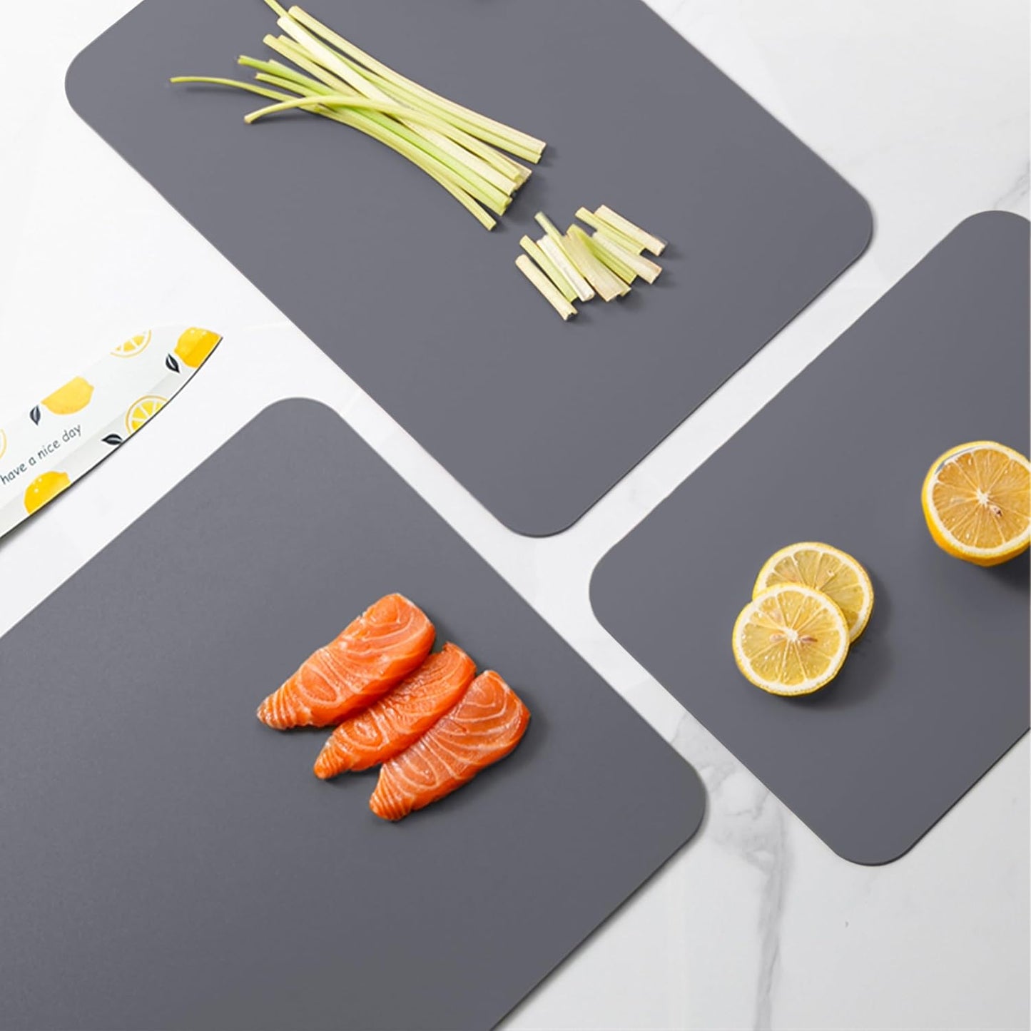 WK Flexible Plastic Cutting Mats for Kitchen Set of 3, Non Slip Cutting Mat, Thin Cutting Sheets, BPA Free, Dishwasher Safe, Multi Sizes, Multi Colors