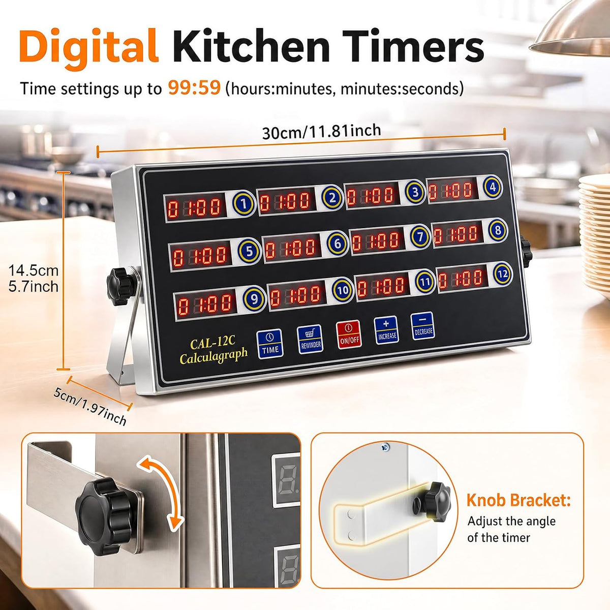 Relaxweex Commercial Digital Kitchen Timer for Cooking, 8 Channel