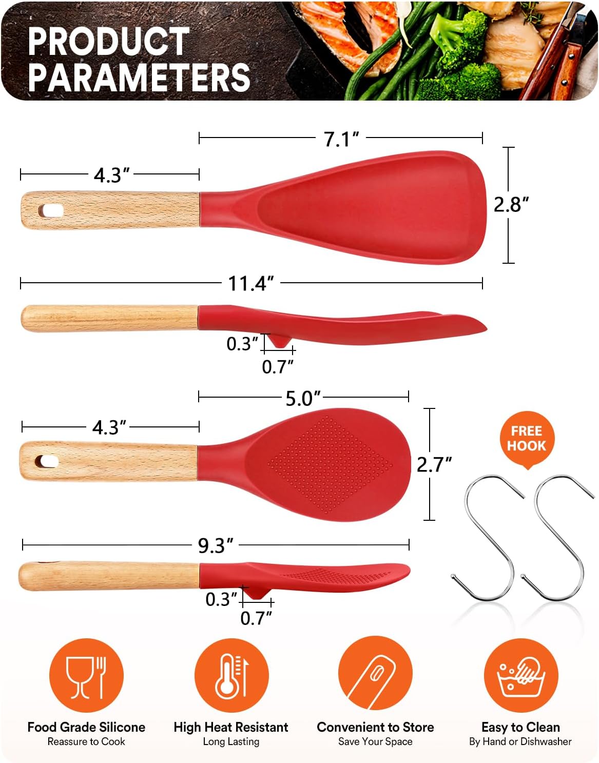Badiano Cooking Spoon and Rice Scooper for Nonstick Cookware,Multi-function