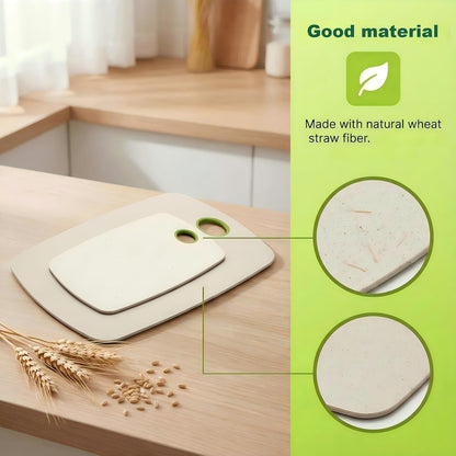 2-Piece Wheat Straw Cutting Boards Set, 2 Sizes with Secure Non-Slip Base, Dishwasher Safe, Gentle on Knives, Plastic - Gluten Free & BPA Free Chopping Boards for Kitchen