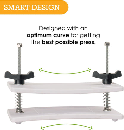 Extra Firm Tofu Press by Healthy Express - Premium Curved Plates for Superior Pressing Results on Firm and Extra Firm Tofu. Healthy Eating is Now Easier. (2-Post/2-Spring)