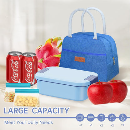 JBGOYON Bento Box and Lunch Bag Set, Leak-Proof Lunch Box for Adults and Kids with Built-in Utensils, Insulated for Work School Travel, Microwave & Dishwasher Safe, All-in-One (Purple)