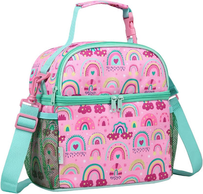 VASCHY Lunch Box Bag for Kids, Insulated Double Compartments Cooler Lunch Tote for Toddlers Boys Girls School/Daycare/Picnic Black Dinos