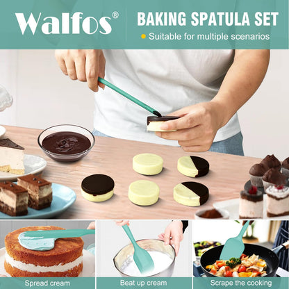 Walfos 600°F High Heat Resistant Silicone Spatula Set of 5- Food Grade Rubber Spatula Set for Baking Cooking & Mixing - BPA Free, Non Stick and Dishwasher Safe,black